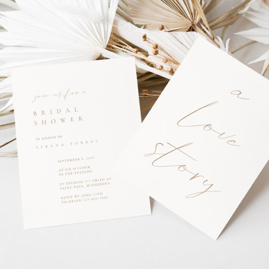 Ivory & Tan Minimalist Bridal Shower Kaart