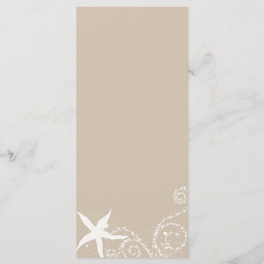 Ivory Taupe Blauwgroen Beach Starfish Weddenschap Menu (Achterkant)
