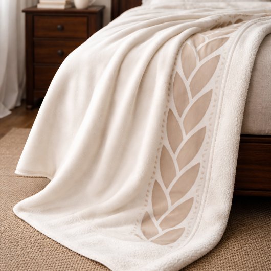 Ivory Taupe Braid Sherpa Blanket Sherpa Deken