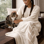 Ivory Taupe Braid Sherpa Blanket Sherpa Deken