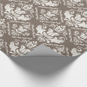 Ivory Taupe Damask stijlvol patroon Cadeaupapier (Hoek)