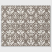 Ivory Taupe Damask stijlvol patroon Cadeaupapier (Vlak)