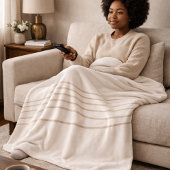 Ivory Taupe Drift Fleece Blanket Deken
