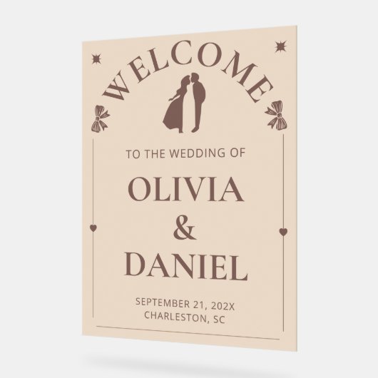 Ivory & Taupe Minimalist Entry Sign Acryl Bord (Hoek)