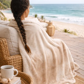 Ivory Taupe Mist Sherpa Deken