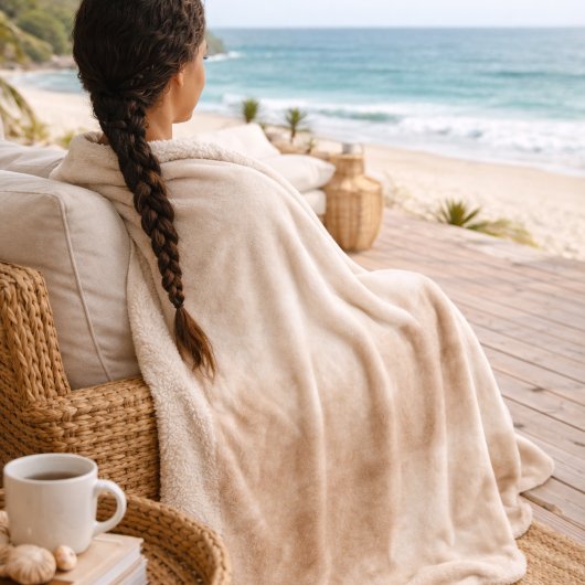 Ivory Taupe Mist Sherpa Deken