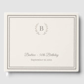 Ivory taupe Monogram Birthday Gastenboek (Voorkant)