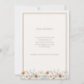 Ivory taupe monogram floral wreath wedding save the date (Achterkant)