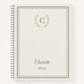 Ivory taupe Monogram Personalized Quiet Luxury Notitieboek (Voorkant)