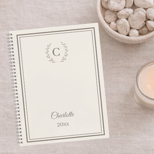 Ivory taupe Monogram Personalized Quiet Luxury Notitieboek