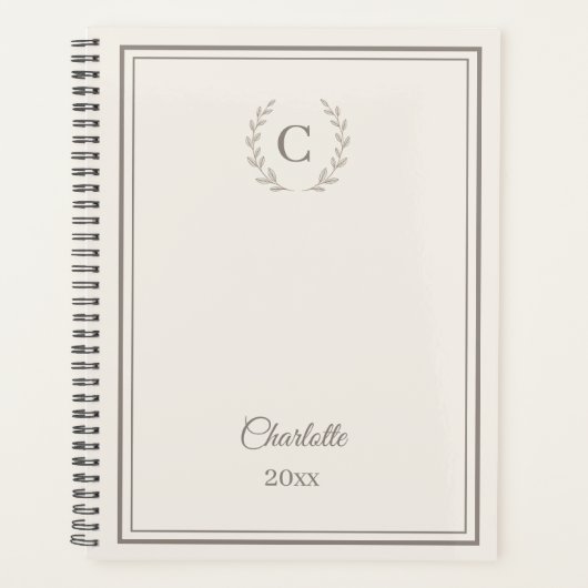Ivory taupe Monogram Personalized Quiet Luxury Planner (Voorkant)