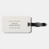 Ivory Taupe Monogram Script Naam Alleen Telefoon Bagagelabel (Achterkant horizontaal)