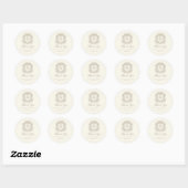 Ivory Taupe Monogram Wedding Crest Thank You Ronde Sticker (Vel)