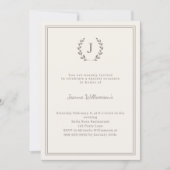 Ivory taupe monogram wreath milestone age-neutral kaart (Voorkant)