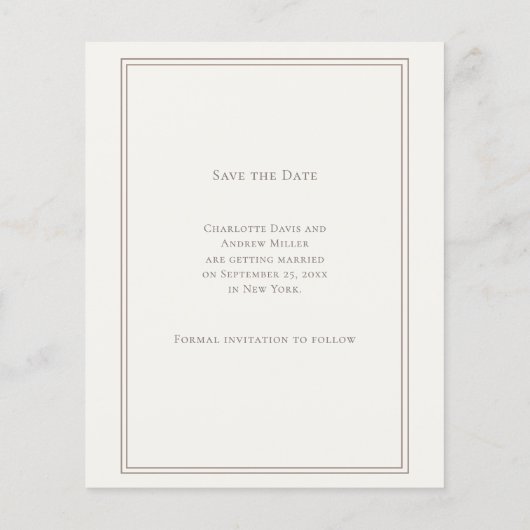 Ivory taupe monogram wreath wedding Save the Date  Flyer (Achterkant)