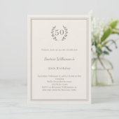 Ivory taupe monogrammed elegant luxury birthday kaart (Staand voorkant)