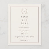 Ivory taupe monogrammed wedding Save the Date Flyer (Voorkant)