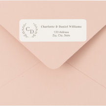 Ivory taupe monogrammed wreath return address