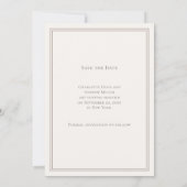 Ivory taupe monogrammed wreath wedding save the date (Achterkant)