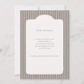 Ivory Taupe Neutral Pinstriped Wedding  Kaart (Achterkant)