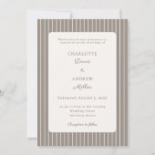Ivory Taupe Neutral Pinstriped Wedding  Kaart (Voorkant)