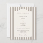 Ivory Taupe Neutral Striped Wedding invitation (Voorkant)