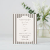 Ivory Taupe Neutral Striped Wedding invitation (Staand voorkant)