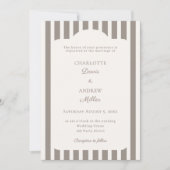 Ivory Taupe Neutral Striped Wedding  Kaart (Voorkant)