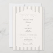 Ivory Taupe Pinstriped elegant classic Wedding  Kaart (Voorkant)
