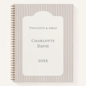 Ivory taupe pinstriped elegant modern notitieboek (Voorkant)