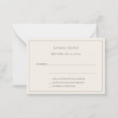 Ivory taupe pinstriped wedding response RSVP Notitiekaartje (Voorkant)