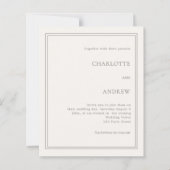 Ivory taupe simple luxury wedding invitation (Voorkant)