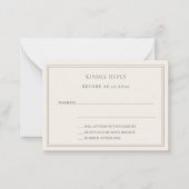 Ivory taupe wedding response RSVP Notitiekaartje (Voorkant)
