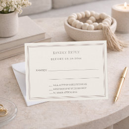 Ivory taupe wedding response RSVP Notitiekaartje