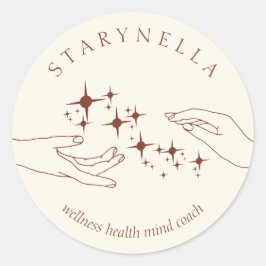 Ivory Terracotta Handen Energie Reiki Therapie Ronde Sticker