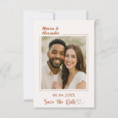 Ivory terracotta photo wedding Save the Date (Voorkant)
