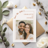 Ivory terracotta photo wedding Save the Date