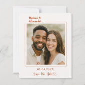 Ivory terracotta photo wedding Save the Date card (Voorkant)