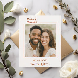 Ivory terracotta photo wedding Save the Date Flyer
