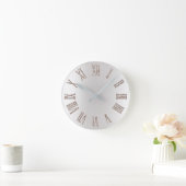 Ivory Titanium Glitter Gray Silver Minimal Metal Ronde Klok (Huis)