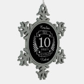 Ivory Traditional bruiloft 10 jaar Tin Sneeuwvlok Ornament (Links)