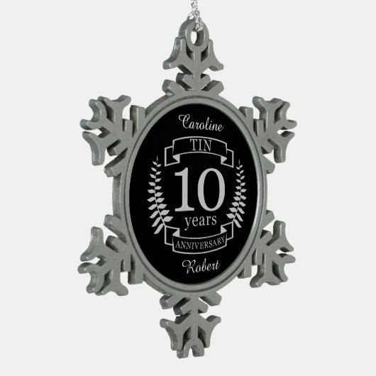 Ivory Traditional bruiloft 10 jaar Tin Sneeuwvlok Ornament (Links)