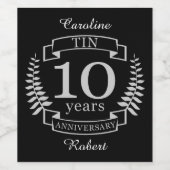 Ivory Traditional bruiloft 10 jaar Wijn Etiket (Enkel label)