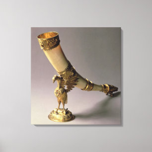 Ivory tusk drink hoorn met zilverkieuwingen canvas afdruk