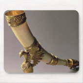 Ivory tusk drink hoorn met zilverkieuwingen muismat (Voorkant)