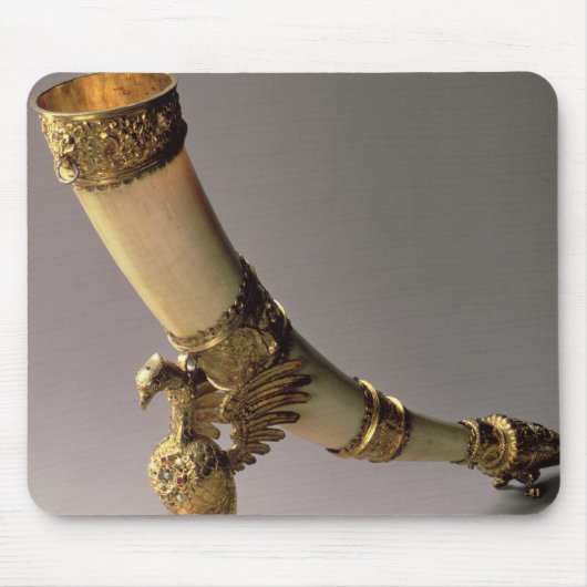 Ivory tusk drink hoorn met zilverkieuwingen muismat (Voorkant)