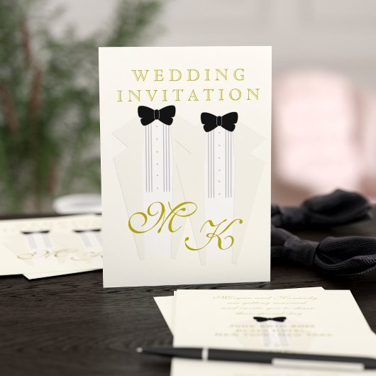 Ivory Tuxedo Two Grooms Weddenschap Kaart