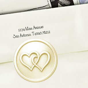 Ivory Twee Verstrengelde Harten Trouwjurk Ronde Sticker