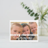 Ivory Typography Merry kerstfoto Briefkaart (Staand voorkant)