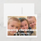 Ivory Typography Merry kerstfoto Briefkaart (Voorkant / Achterkant)
